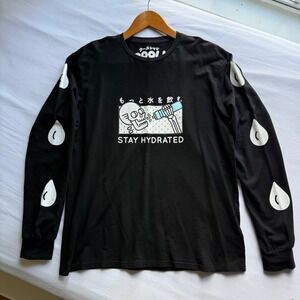Cool Shirtz Stay Hydrated Skeleton Black Long Sleeve Graphic Tee Mens Medium